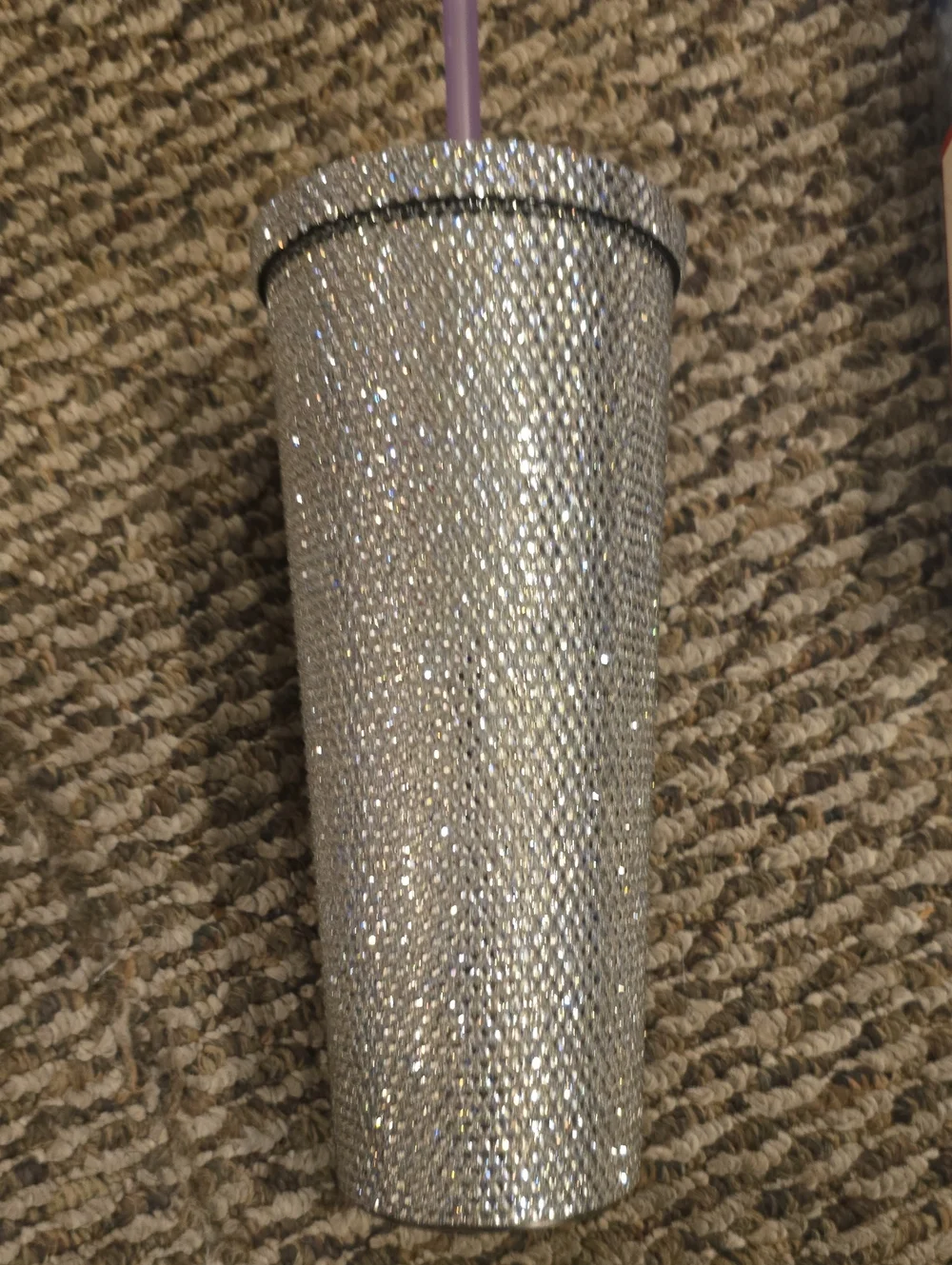 Dunkin Silver Crystal Travel Tumbler with Orange Logo